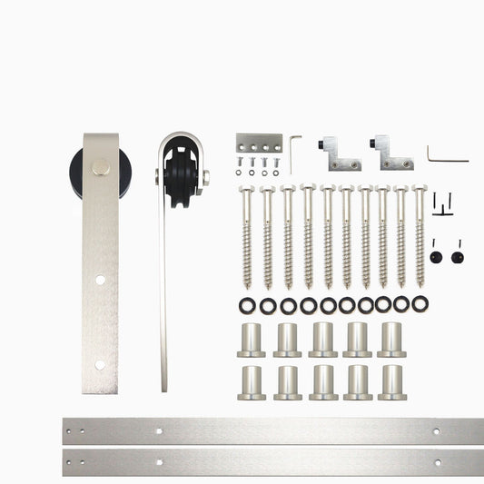 HOMACER 168-in Brushed Nickel Indoor J-strap Single Barn Door Hardware Kit YT1DNZ168C