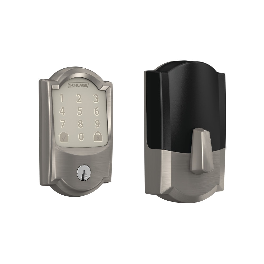 Schlage Encode Camelot Satin Nickel Smart Lock Electronic Deadbolt with Wifi Touchscreen Keypad BE489WB V CAM 619