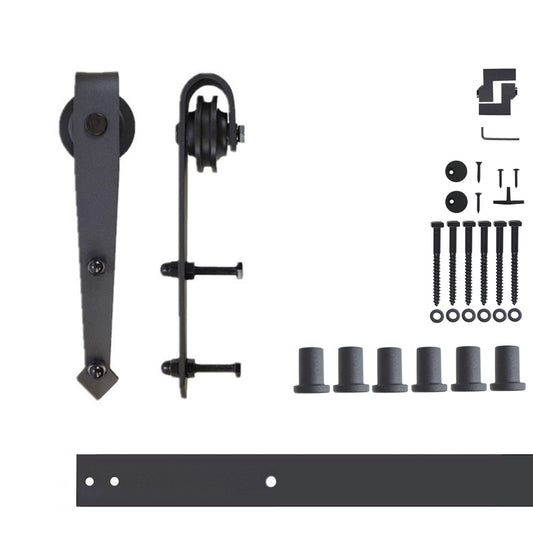 HOMACER 90-in Rustic Black Indoor Arrow Single Barn Door Hardware Kit JT1TGH090C