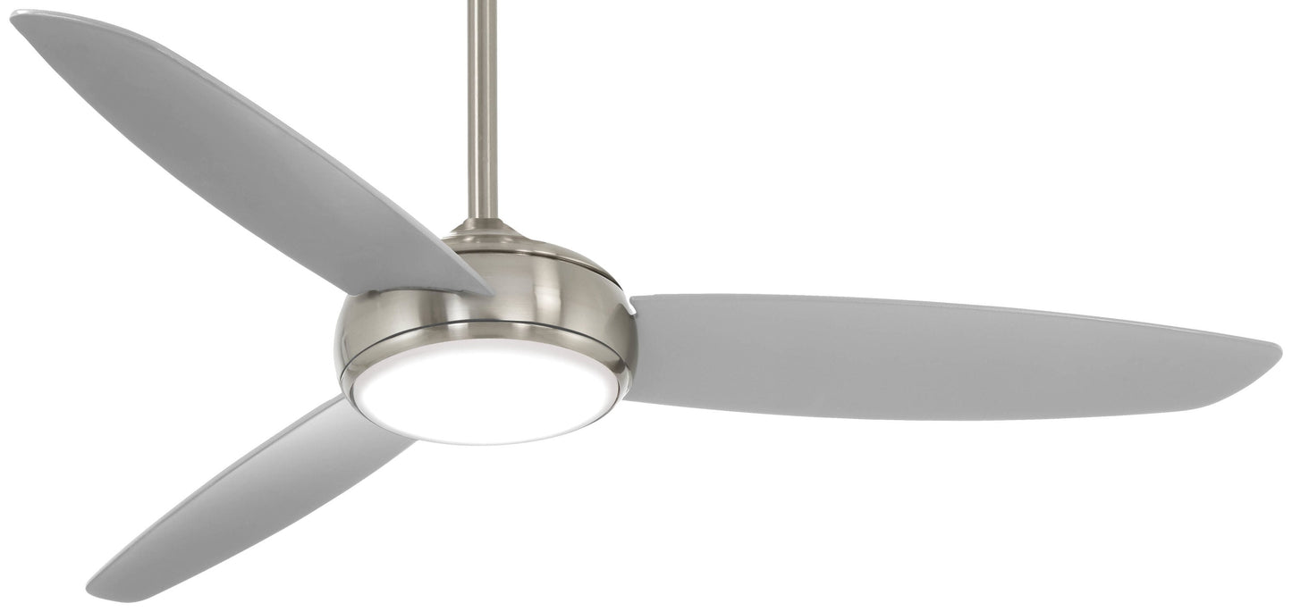 Minka Aire Concept IV 54-in Brushed Nickel Wet with Silver Blades LED Indoor/Outdoor Smart Ceiling Fan with Light and Remote (3-Blade) F465L-BNW