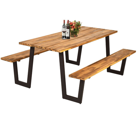 Clihome 70-in Brown wood Rectangle Picnic Table