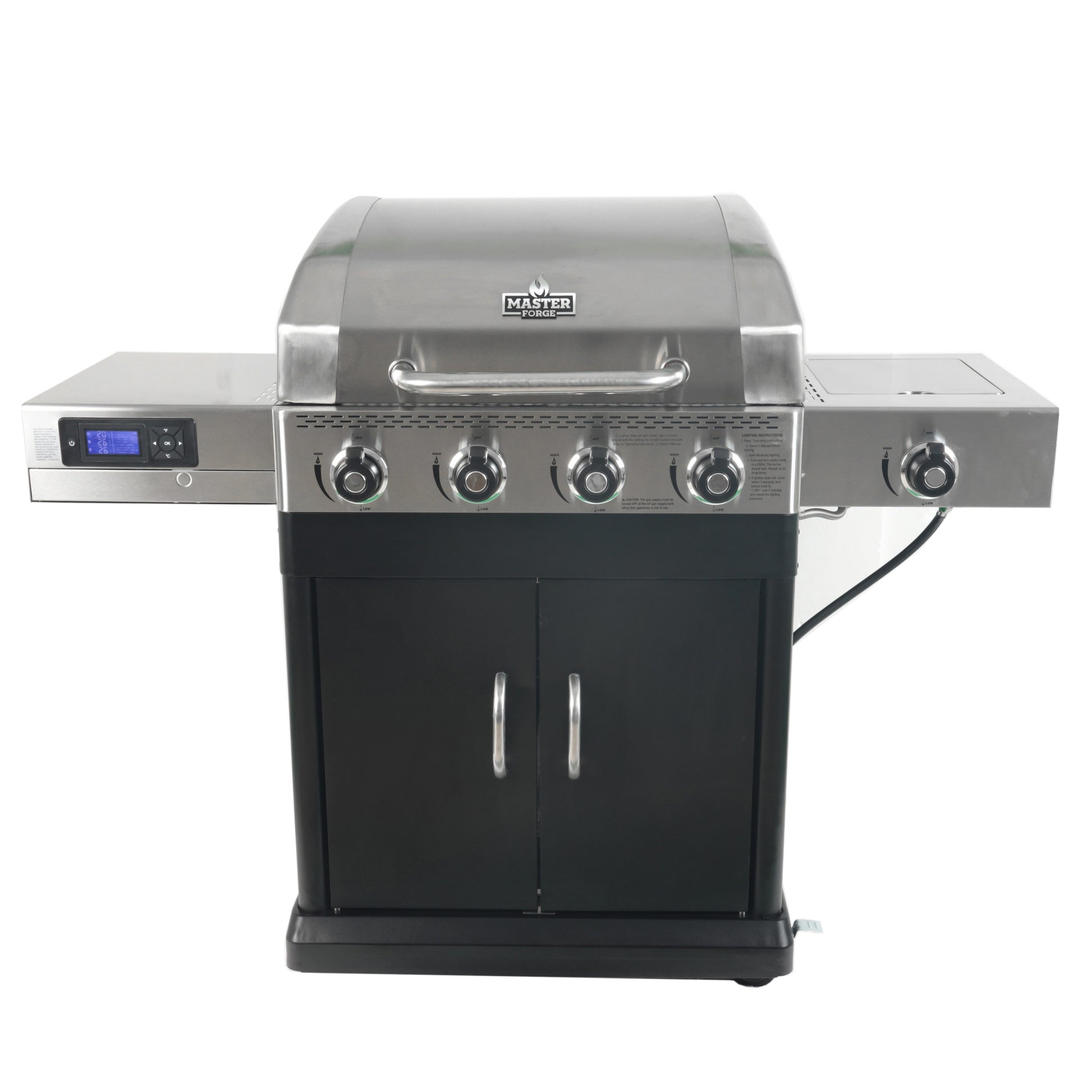 Master Forge Silver and Black/Stainless Steel and Powder Coated 4 -Burner Liquid Propane Gas Grill 1 -Side Burner