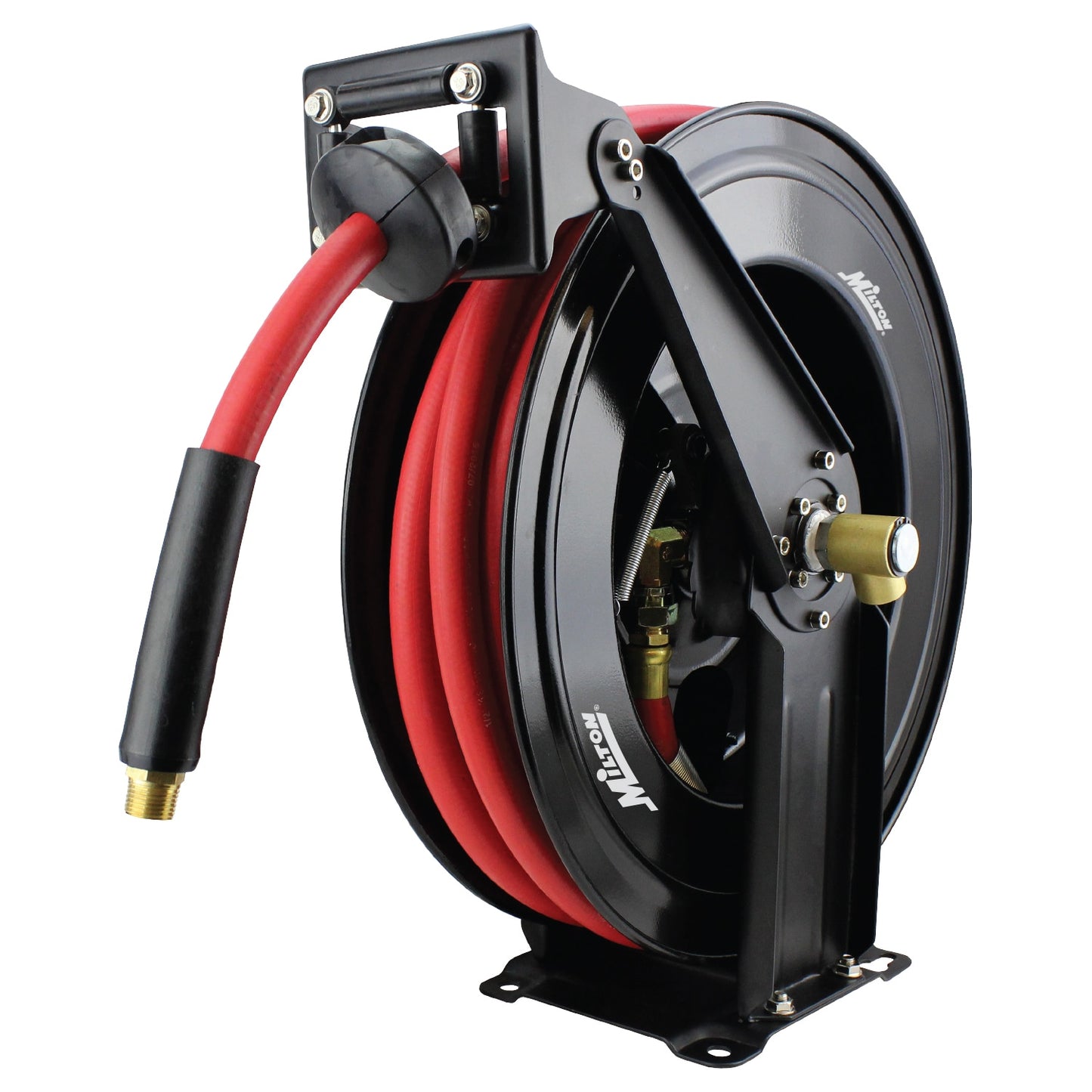 Milton Automotive Steel Dual Arm Auto-retractable Air Hose Reel, 1/2" x 50 Ft. Rubber Hose- 300 Max Psi 2780-50D