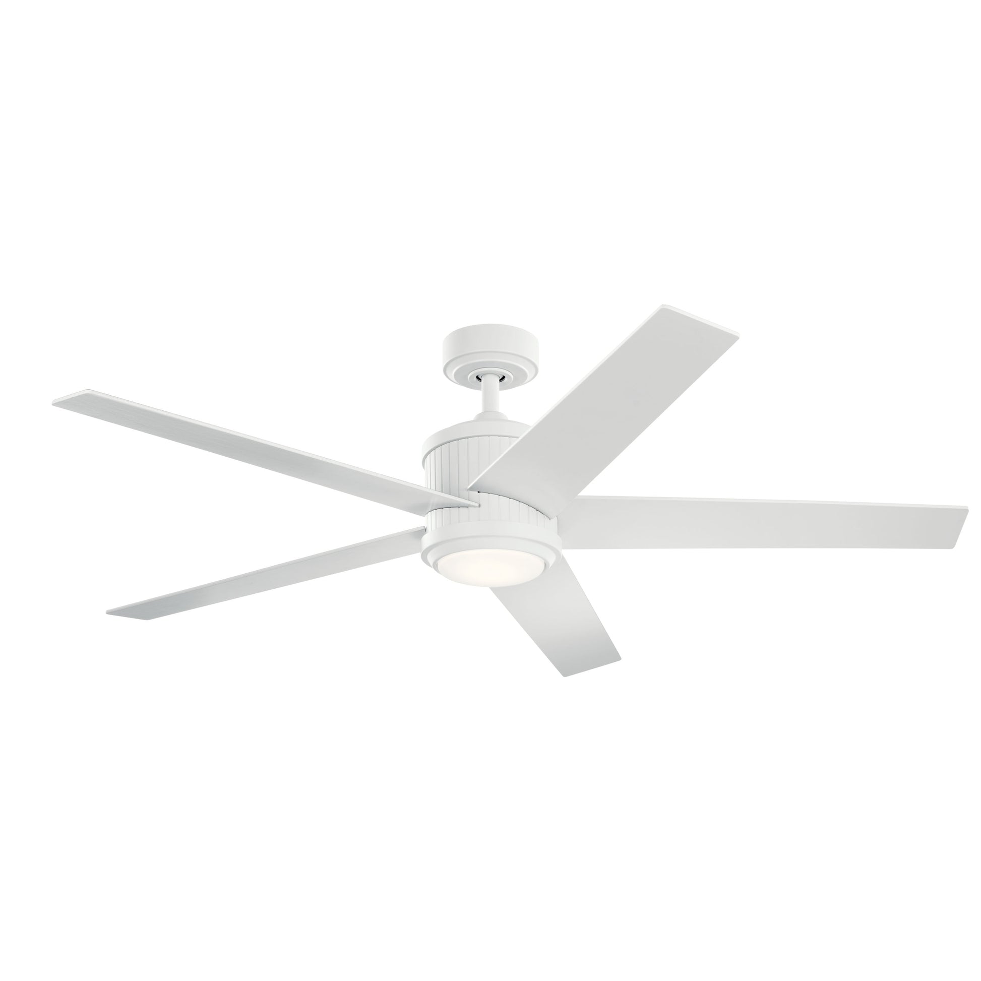 Kichler Brahm 56-in Integrated LED Matte White with Matte White/Silver Blades Ceiling Fan With Light - Remote Included ( 5 -Blade ) 4355704