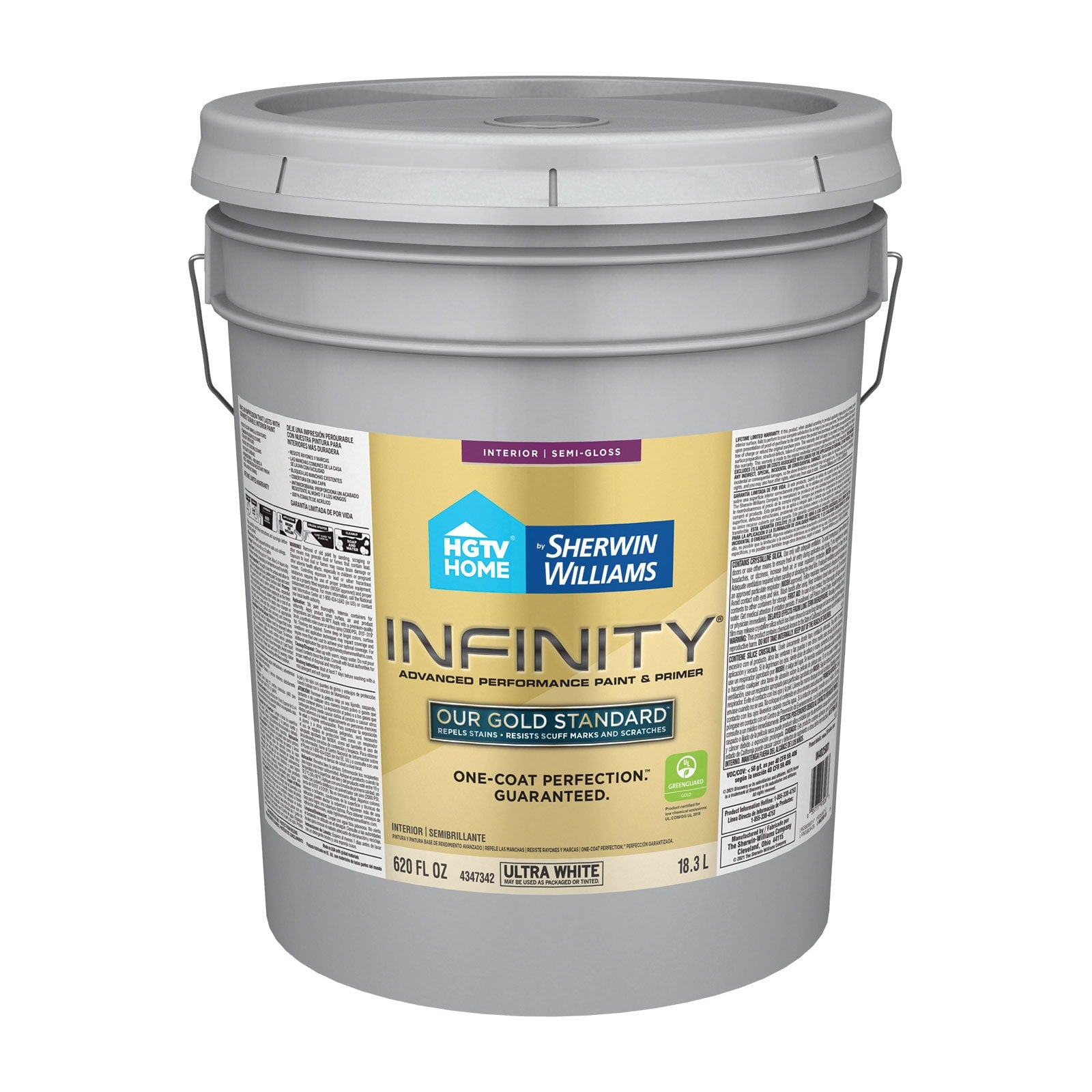 HGTV HOME by Sherwin-Williams Infinity Semi-gloss Ultra White Tintable Interior Paint Paint + Primer ( 5-gallon )