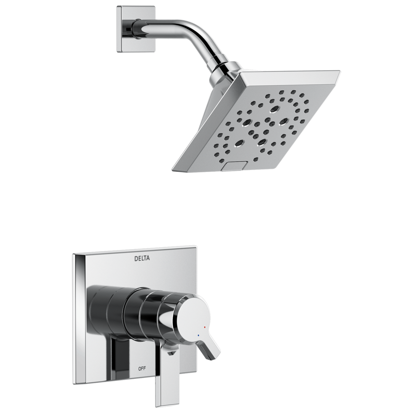 Delta Pivotal Lumicoat Chrome 2-handle Multi-function 5.75-in Square Shower Faucet