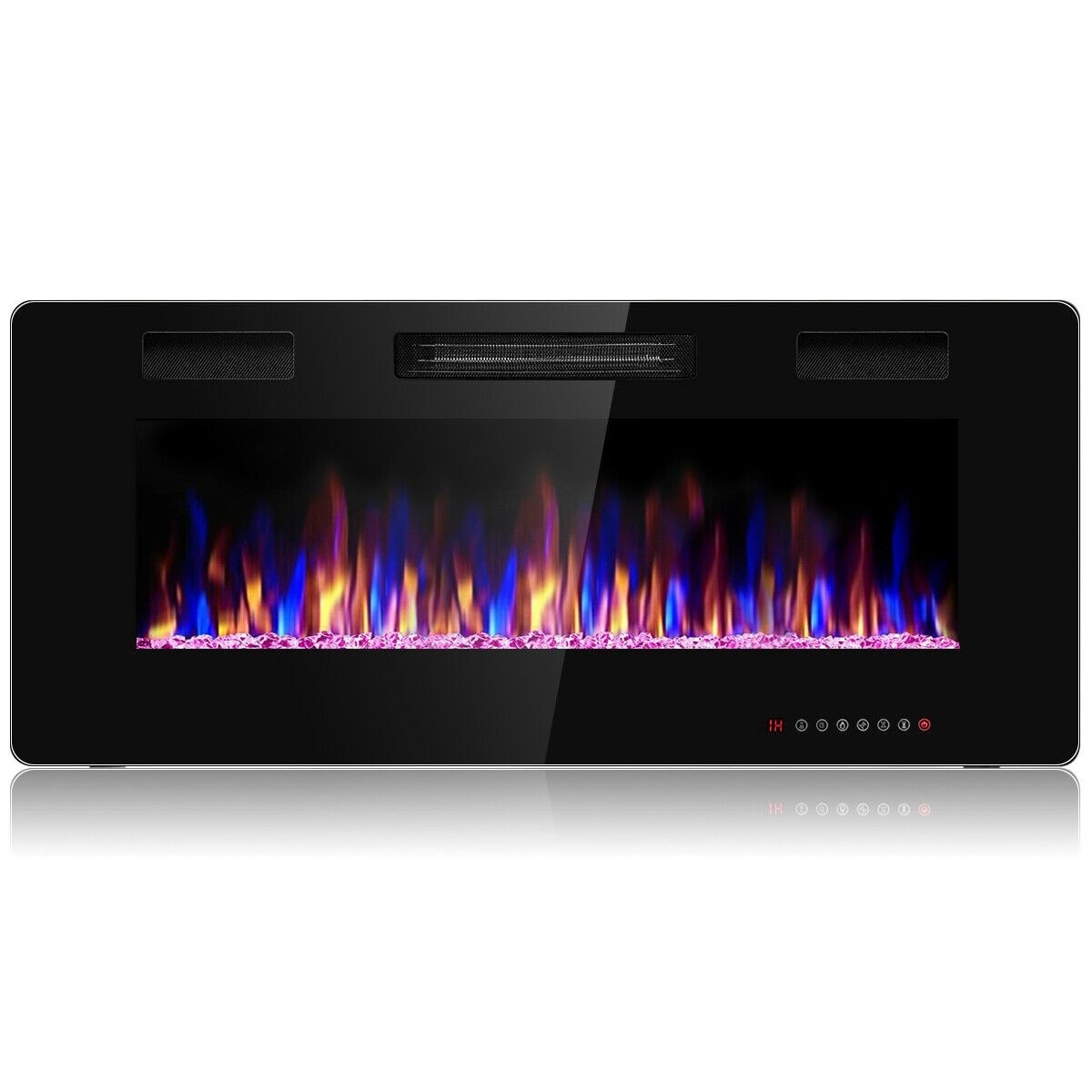 Clihome 42-in W Black Wall mount Fan-forced Wall-mount Electric Fireplace with Remote Control Included