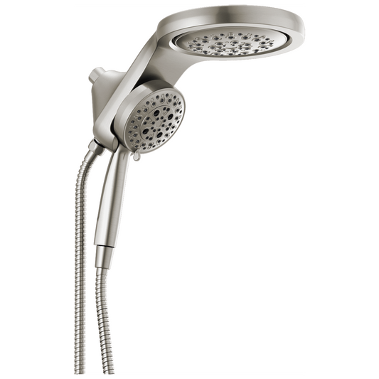 Delta HydroRain H2Okinetic 5.0 -Spray Lumicoat Stainless 7.875-in Round Dual/Combo High Pressure Rain Shower Head 2.5 GPM