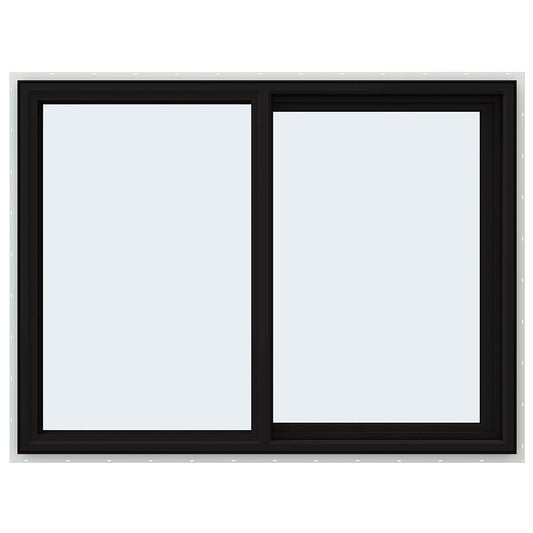 JELD-WEN FiniShield V-4500 Black Exterior White Interior Right-Handed Vinyl Sliding Window Annealed Glass (Full Screen Included)