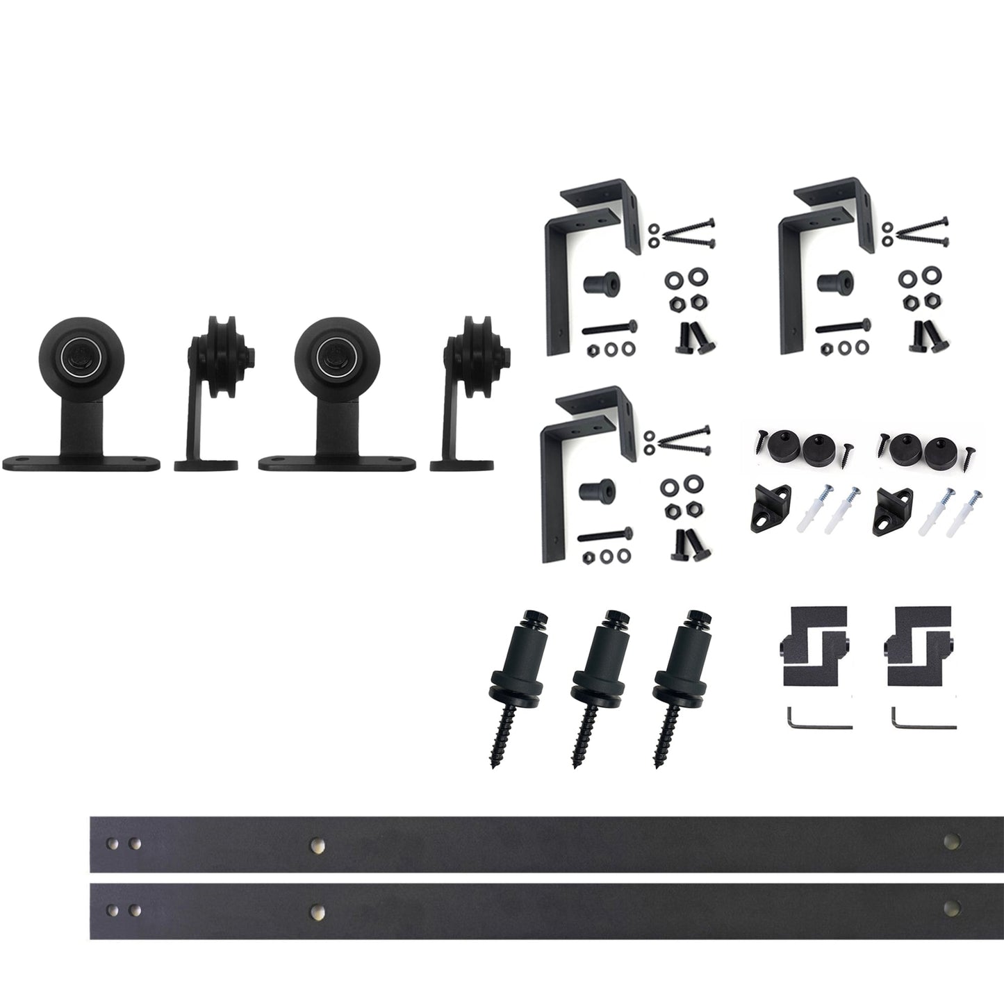 HOMACER 54-in Rustic Black Indoor Top Mount Double Bypass Barn Door Hardware Kit DZ4TGH054C