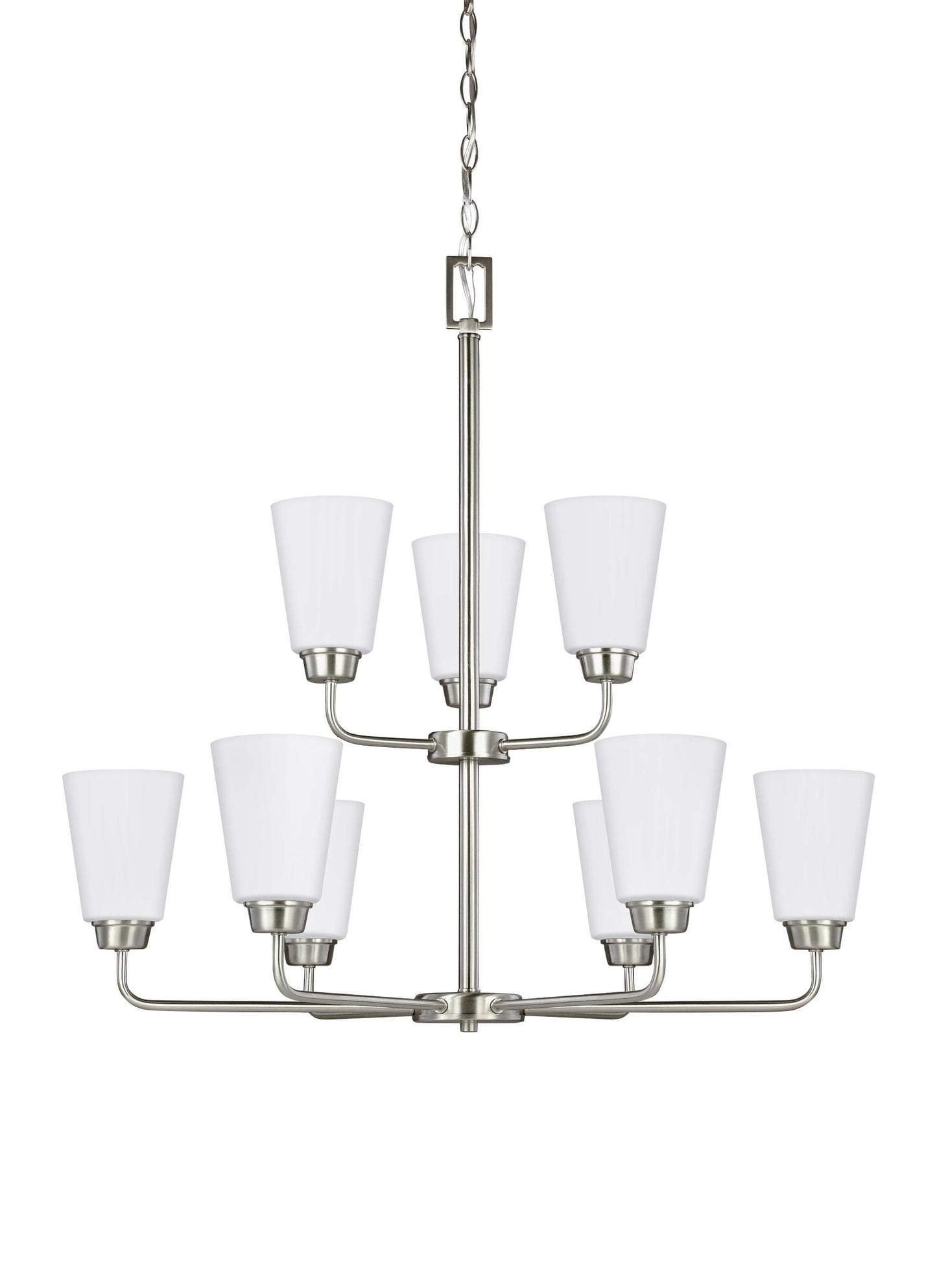 Generation Lighting Kerrville 9 -Light Brushed Nickel Transitional For Use in Dining Rooms, Foyers, Kitchens, Chandelier