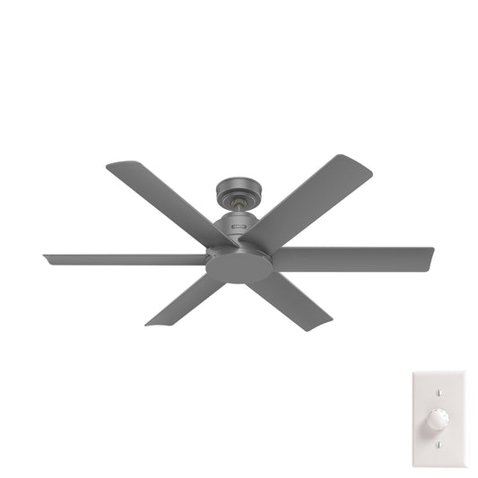 Hunter Kennicott 52-in Outdoor Matte Silver with Matte Silver Blades Ceiling Fan Without Light ( 6 -Blade ) 4929159