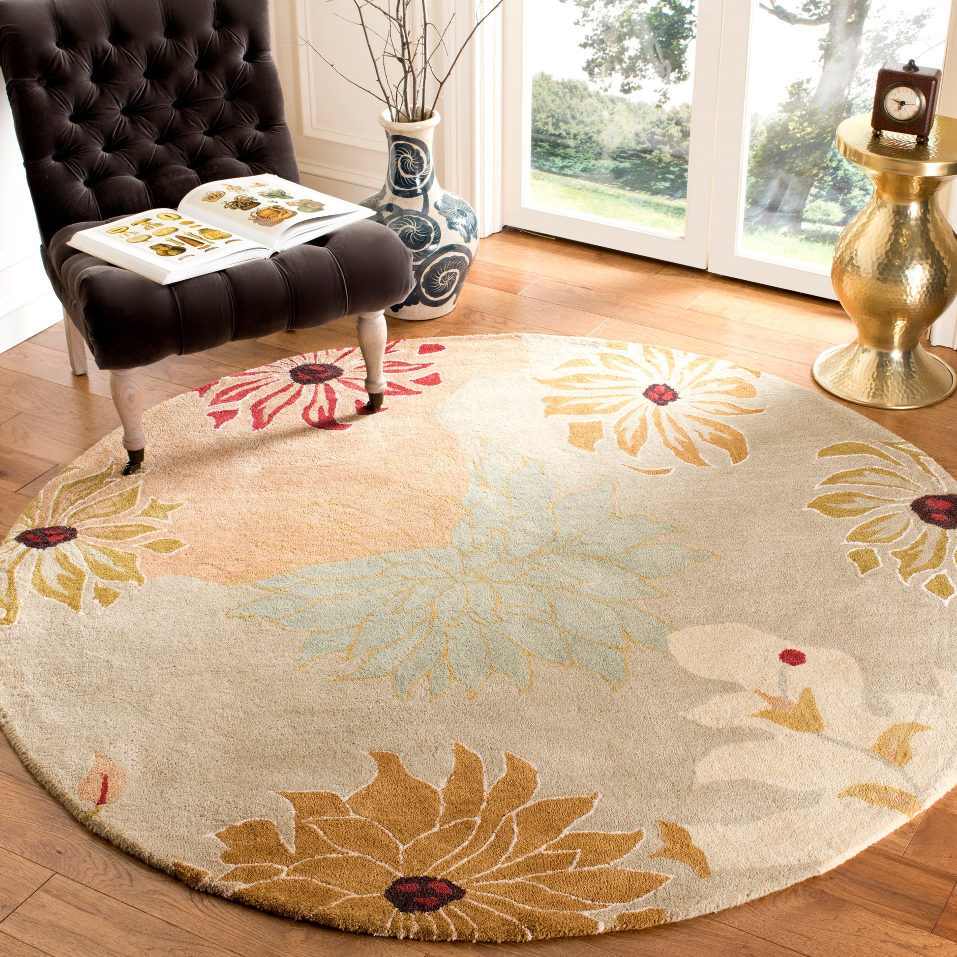 Safavieh Metro Balbine 8 x 8 (ft) Tufted Wool Multi Round Indoor Floral/Botanical Bohemian/Eclectic Area rug