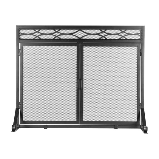 Pleasant Hearth 39-in Black Steel 1-Panel Flat Twin Fireplace Screen FA245S