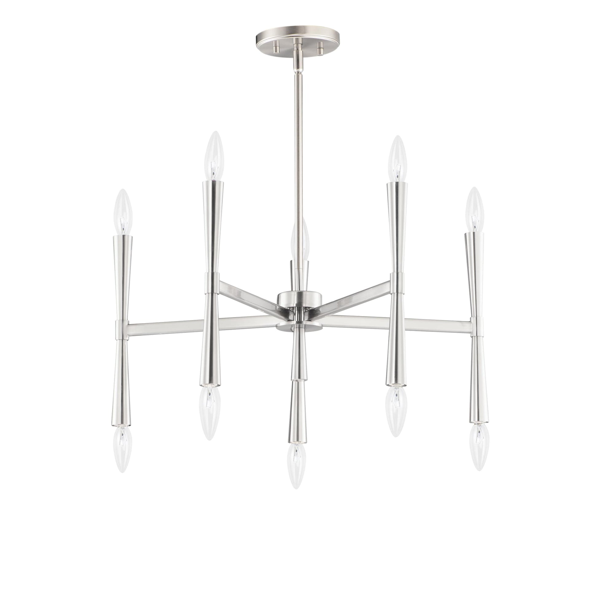 Maxim Lighting Rome 10 -Light Satin Nickel Transitional For Use in Bedrooms, Dining Rooms, Foyers, Kitchens, Living Rooms Chandelier
