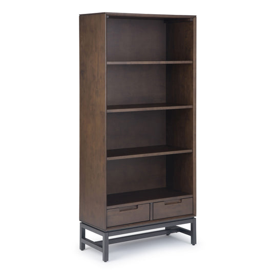 Simpli Home Banting Walnut Brown Metal 4 -Shelf Bookcase ( 30-in W x 66-in H x 14-in D ) Stained