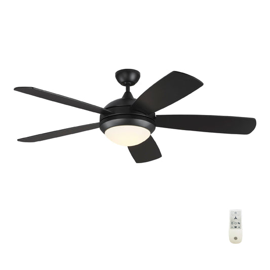 Generation Lighting Discus Dimmable 52-in Midnight Black Integrated LED Indoor Smart Ceiling Fan with Light and Remote (5-Blade) 5DISM52MBKD