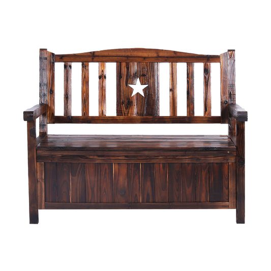 VEIKOUS 48-Inches W x 36.6-Inches H Black Cedar Storage Bench