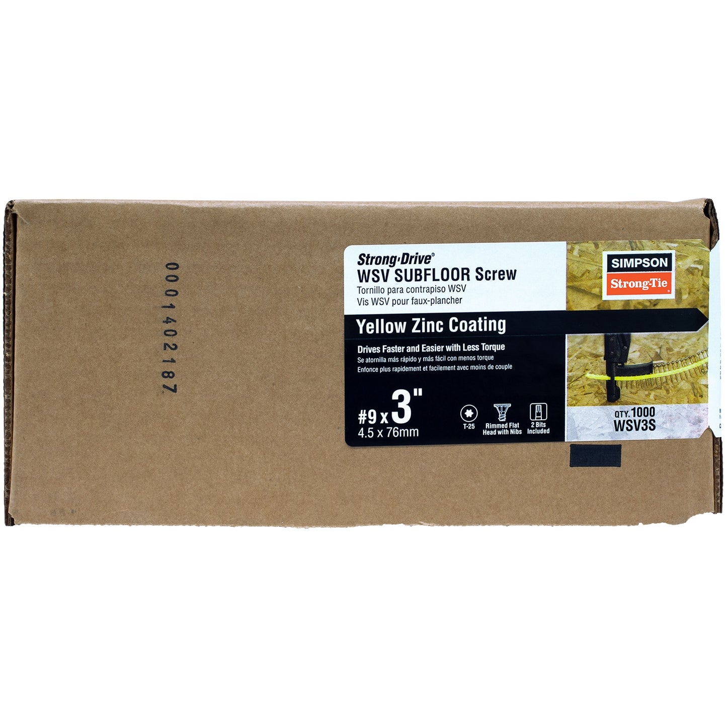 QUIK DRIVE BY SIMPSON STRONG TIE #9 x 3-in Yellow Zinc Strong-Drive WSV Interior Wood Screws (1000-Per Box) WSV3S