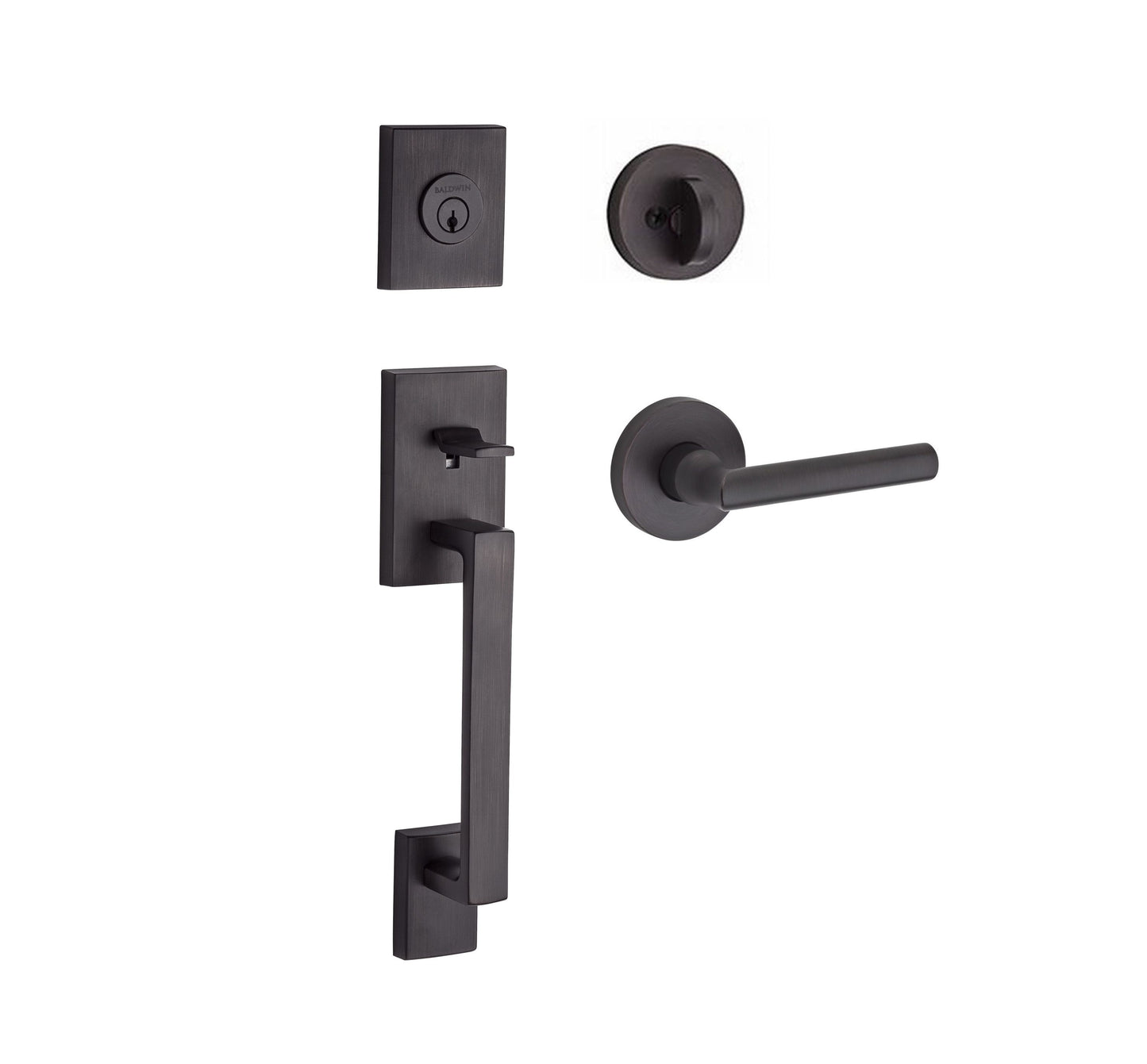 Baldwin Reserve Venetian Bronze Single Deadbolt Keyed Entry Door Handleset with Tube Lever SCLAJXTUBCRR112
