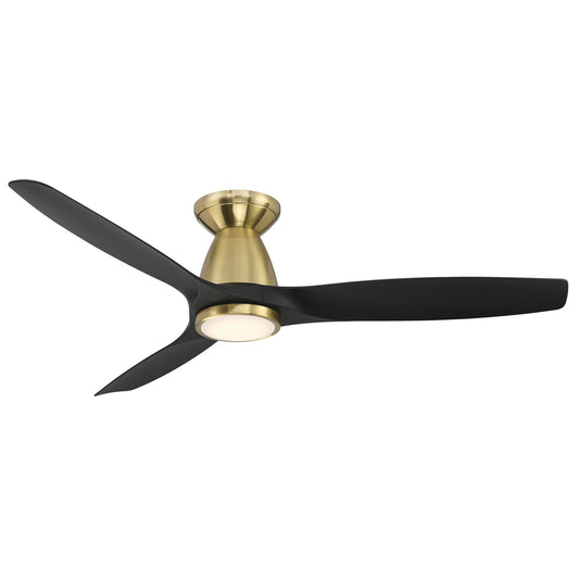 Modern Forms Skylark 54-in Soft Brass with Matte Black Blades Integrated LED Indoor/Outdoor Flush Mount Smart Ceiling Fan with Light and Remote (3-Blade) FH-W2202-54L-SB/MB