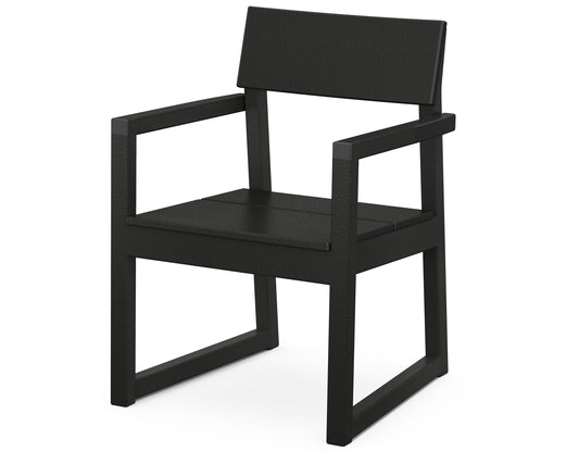POLYWOOD EDGE Black HDPE Frame Stationary Dining Chair with Slat Seat