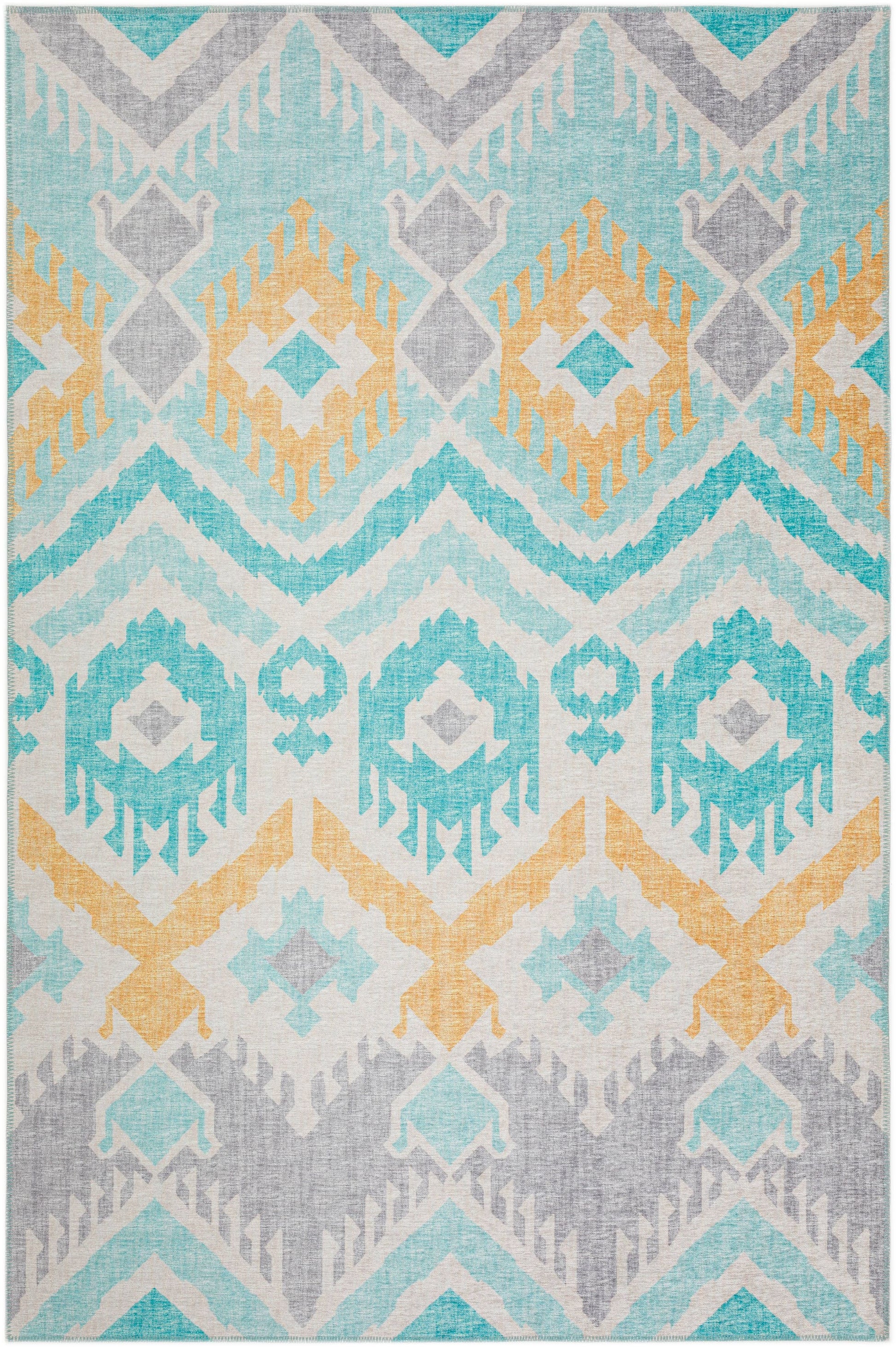 Addison Rugs Yuma 9 x 12 (ft) Aqua Rectangular Indoor/Outdoor Ikat Moroccan Area rug