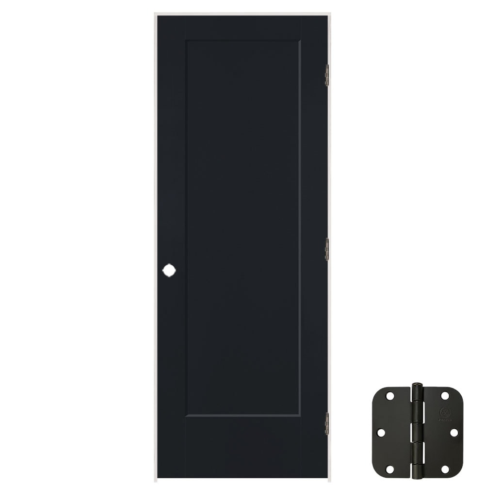 Masonite 36-in x 80-in Midnight Solid core 1-panel square Left hand Smooth Prefinished Molded composite Flat Jamb Single Prehung Interior Door