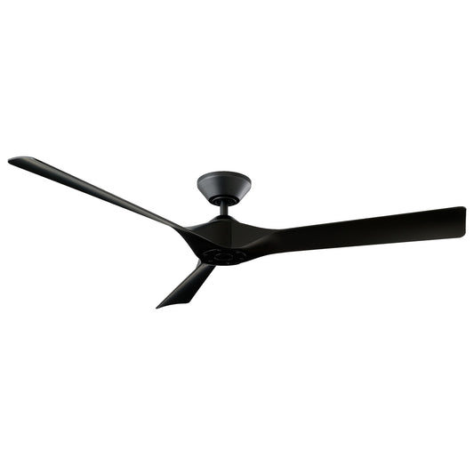 Modern Forms Torque 58-in Matte black Indoor/Outdoor Smart Ceiling Fan and Remote (3-Blade) FR-W2204-58-MB