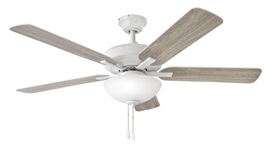Hinkley METRO ILLUMINATED 52-in Chalk White with Chalk White, Weathered Wood Blades LED Indoor Smart Ceiling Fan with Light (5-Blade) 903352FCW-LIA
