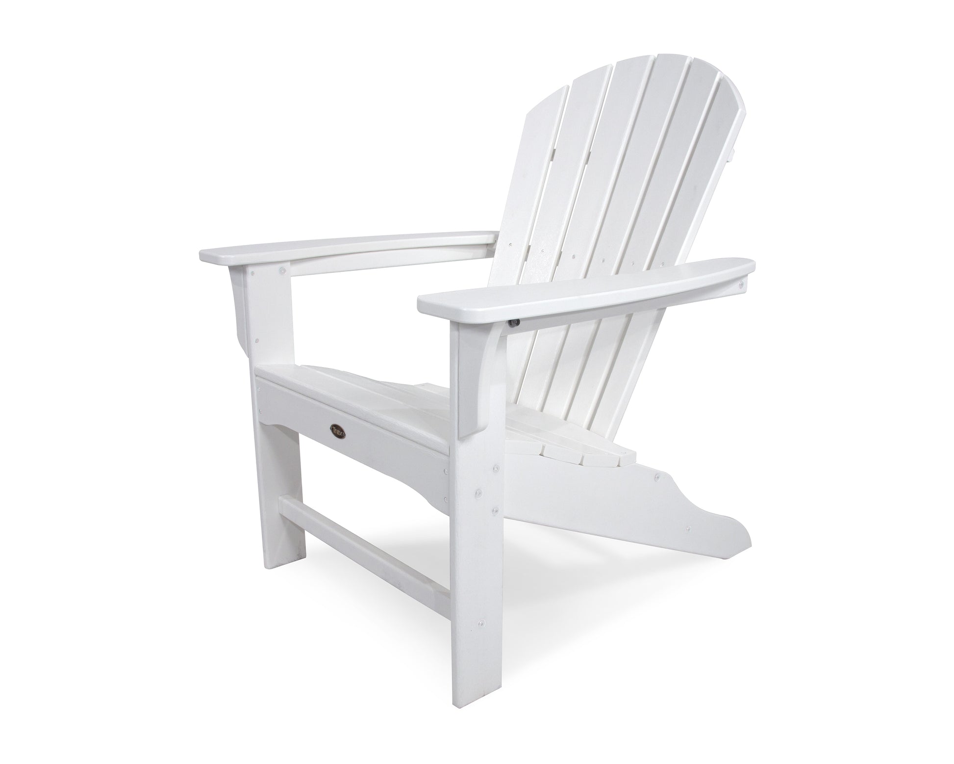 Trex Outdoor Furniture Yacht Club Classic White HDPE Frame Stationary Adirondack Chair with Slat Seat