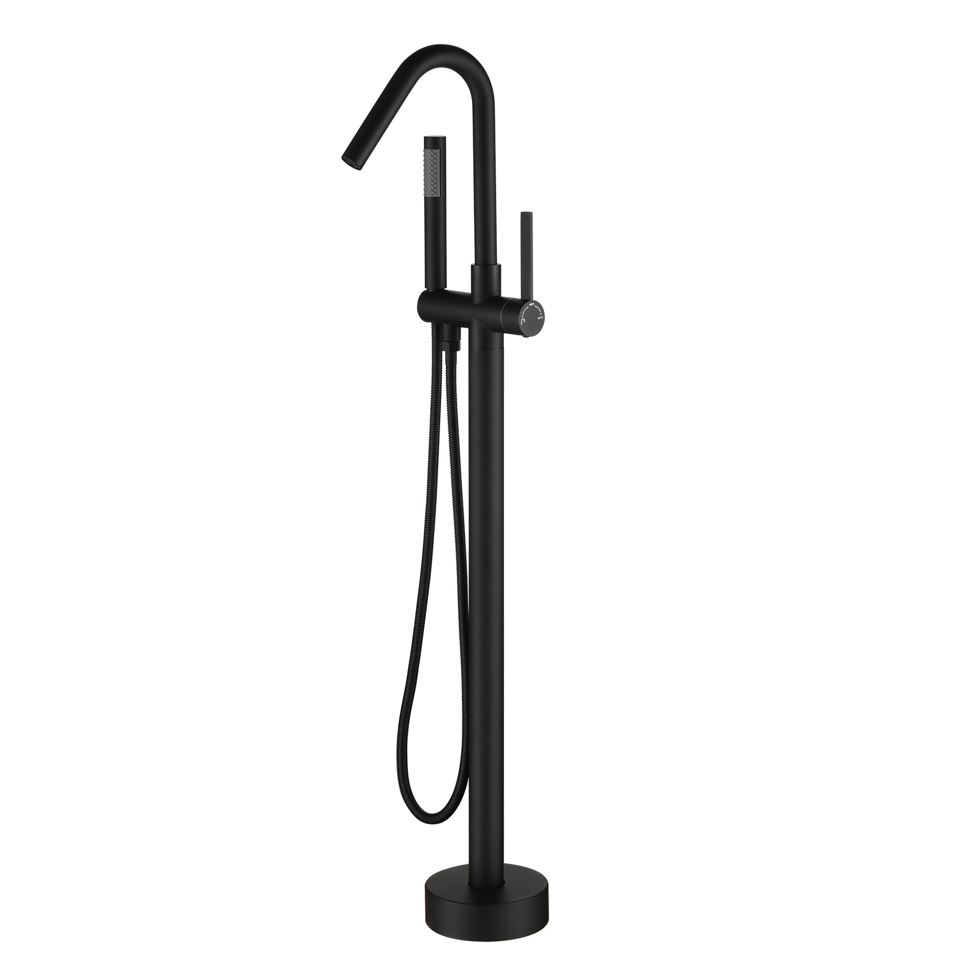 CASAINC Matte Black 1-handle Freestanding High-arc Bathtub Faucet with Hand Shower ( Valve Included )