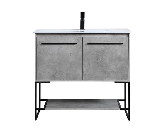 Elegant Decor Home Furnishing 36-in Concrete Grey Single Sink Bathroom Vanity with White Acrylic Top