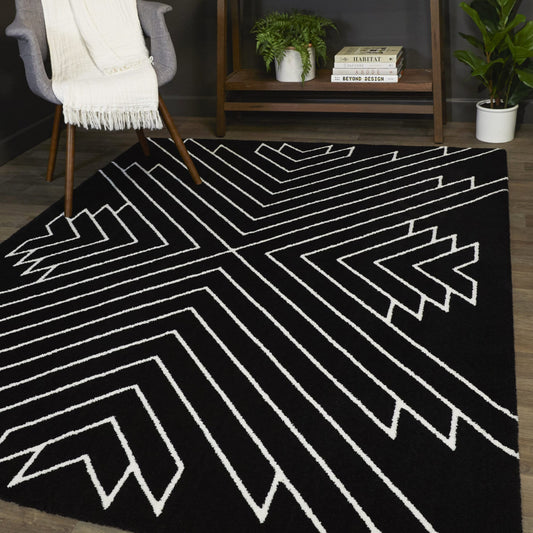 Balta Henri 8 x 10 (ft) Loomed Black Rectangular Indoor Geometric Mid-Century Modern Area rug