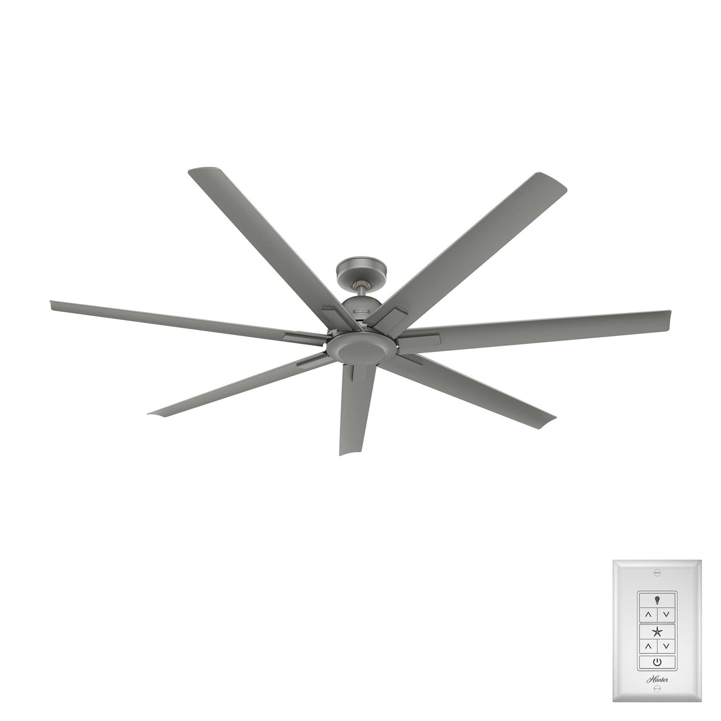 Hunter Downtown 72-in Outdoor Matte Silver with Matte Silver Blades Ceiling Fan Without Light ( 7 -Blade ) 5228305