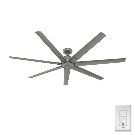 Hunter Downtown 72-in Outdoor Matte Silver with Matte Silver Blades Ceiling Fan Without Light ( 7 -Blade ) 5228305