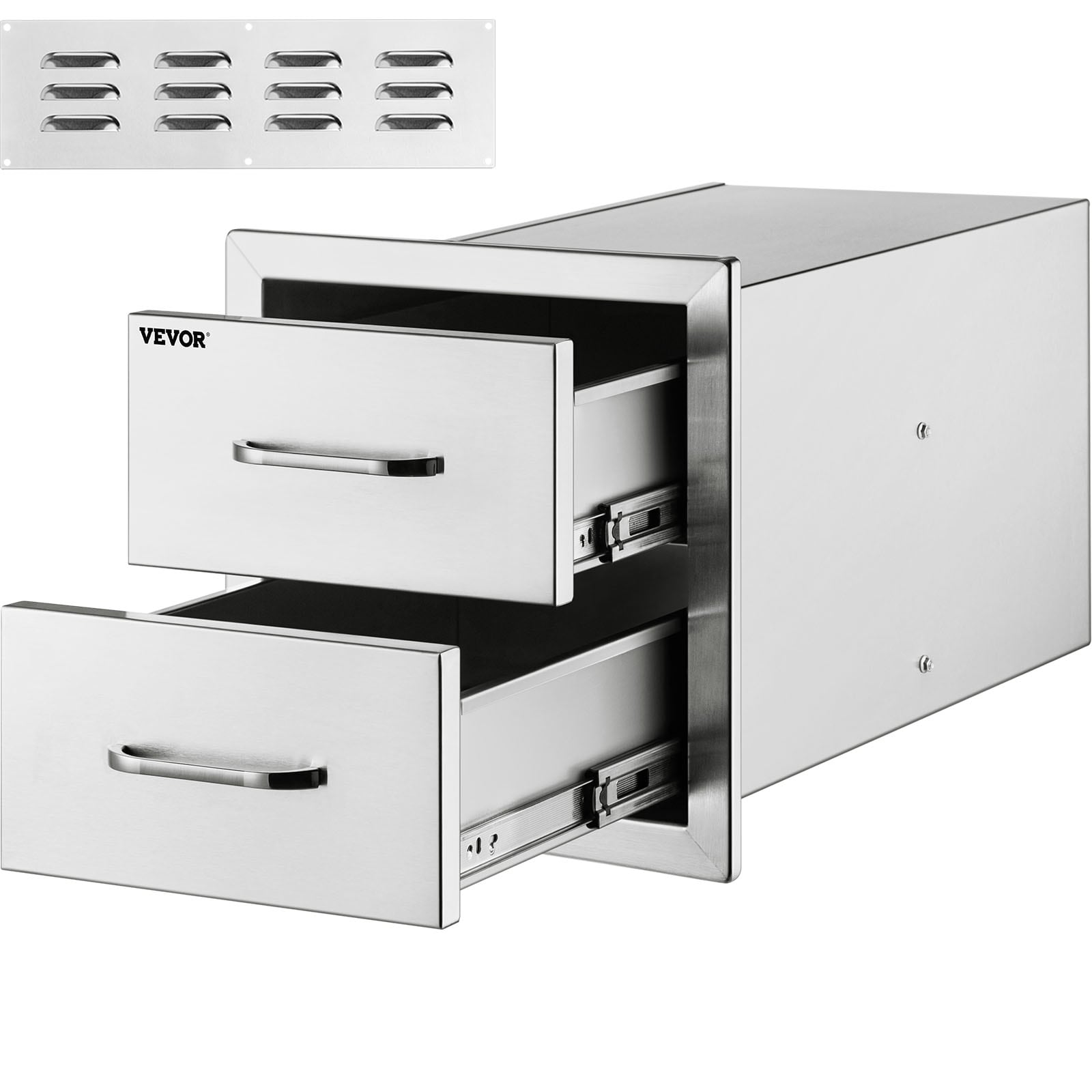 VEVOR 19.7 x 29.5 x 10-IN BBQ Drawers Built-In Grill Cabinet Double Drawer 18X15YC2CBXGCTG01V0