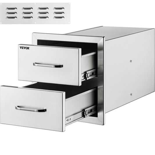 VEVOR 19.7 x 29.5 x 10-IN BBQ Drawers Built-In Grill Cabinet Double Drawer 18X15YC2CBXGCTG01V0