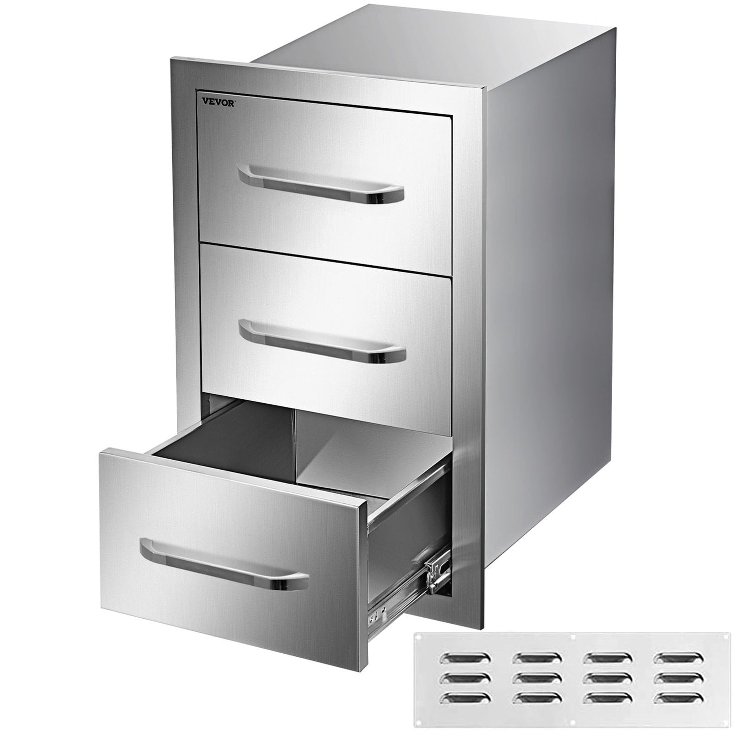 VEVOR 15.7 x 21.7 x 17.7-IN BBQ Drawers Built-In Grill Cabinet Triple Drawer Combo CTG16X22.3X180001V0
