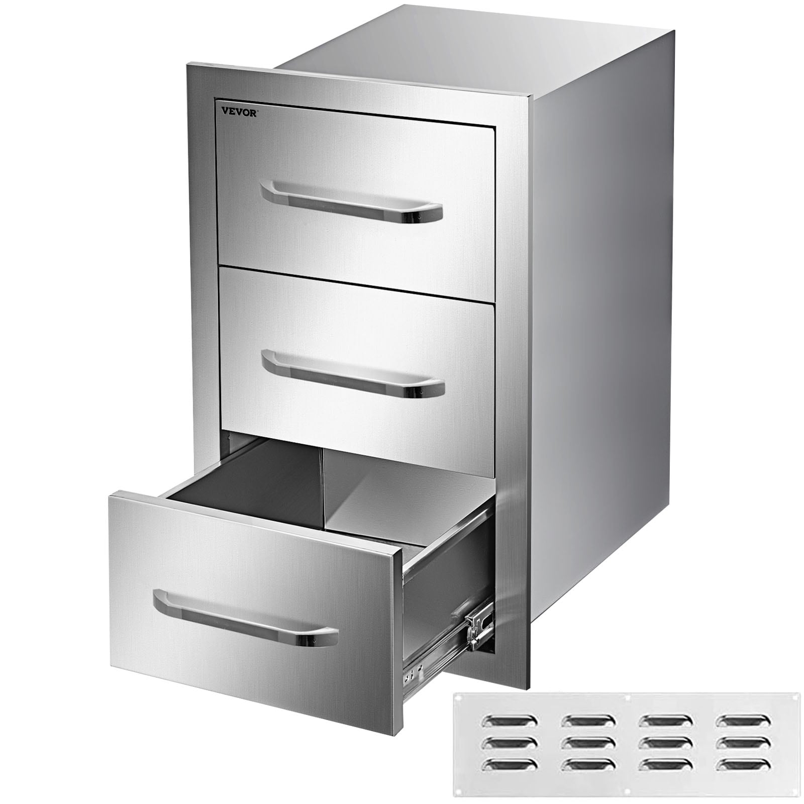 VEVOR 15.7 x 21.7 x 17.7-IN BBQ Drawers Built-In Grill Cabinet Triple Drawer Combo CTG16X22.3X180001V0