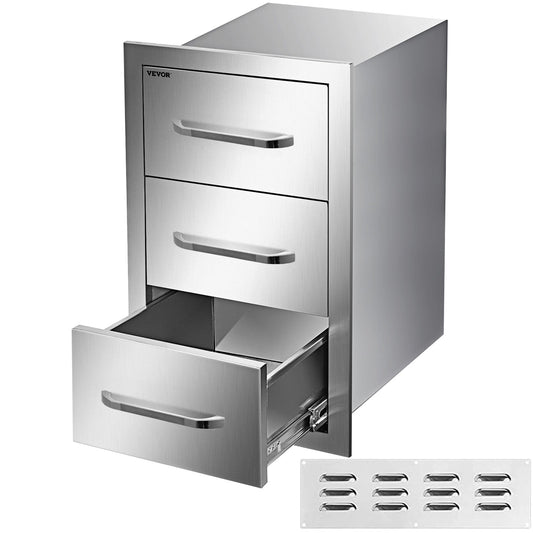 VEVOR 15.7 x 21.7 x 17.7-IN BBQ Drawers Built-In Grill Cabinet Triple Drawer Combo CTG16X22.3X180001V0