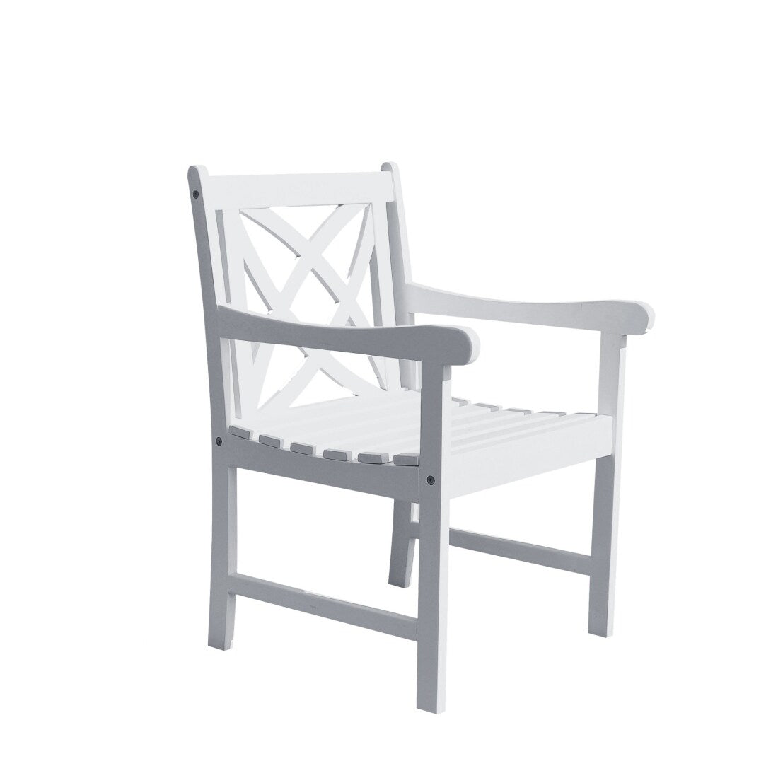 HomeRoots White Wood Frame Stationary Balcony Chair with Solid Seat
