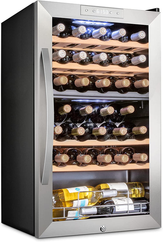 Schmecke 19.4-in W 33 -Bottles Stainless Steel Dual Zone Cooling Freestanding Indoor Wine Cooler