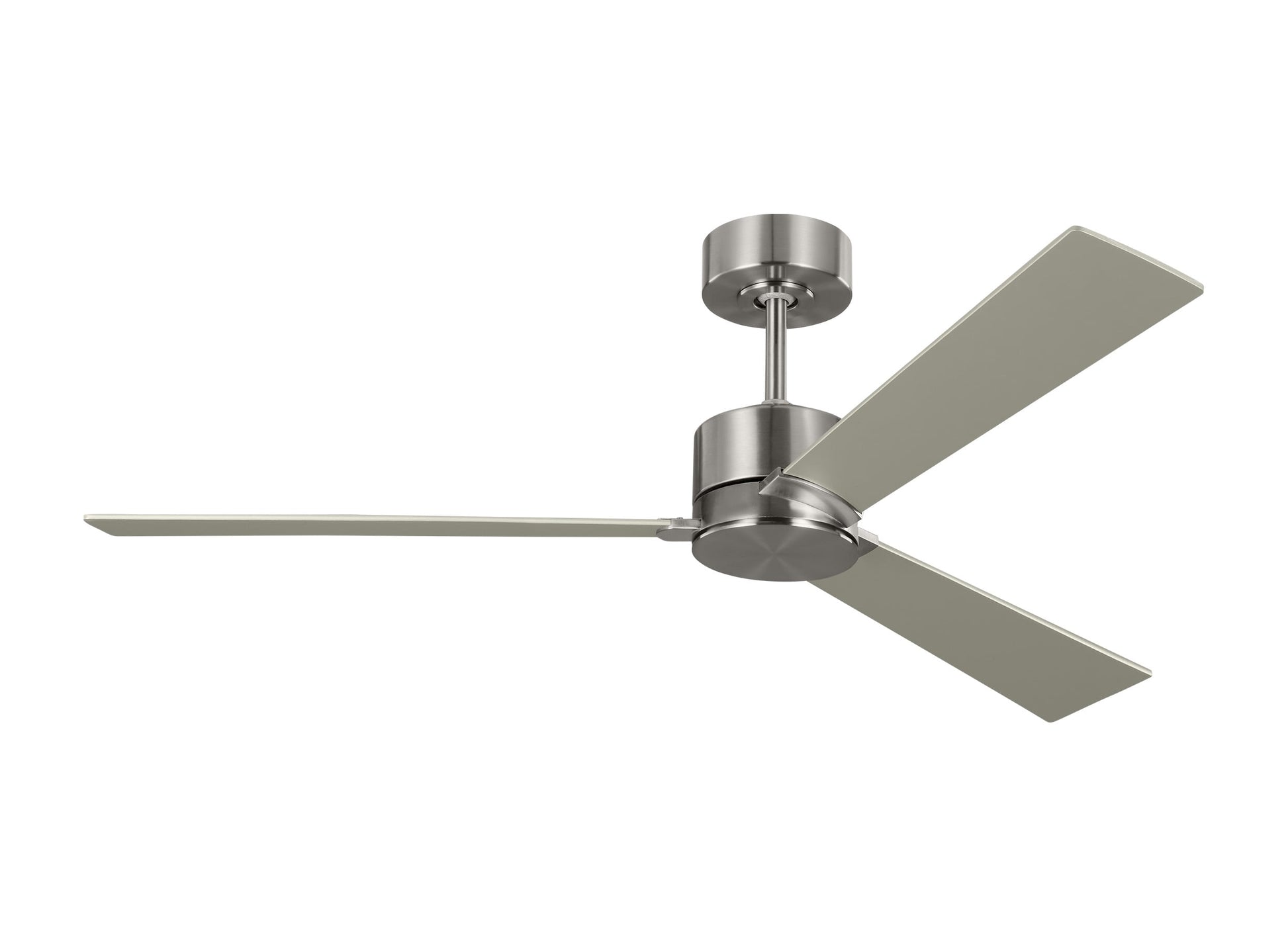 Generation Lighting Rozzen 52-in Brushed Steel with Silver/American Walnut reversible blades Blades Propeller Ceiling Fan Light Kit Compatible - Remote Included ( 3 -Blade )