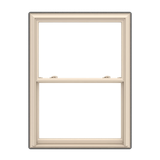 Pella 150 Series 29-1/2-in x 65-1/2-in Almond Almond Vinyl Replacement Double Hung Window Low-E argon Double Pane Glass (Full Screen Included)