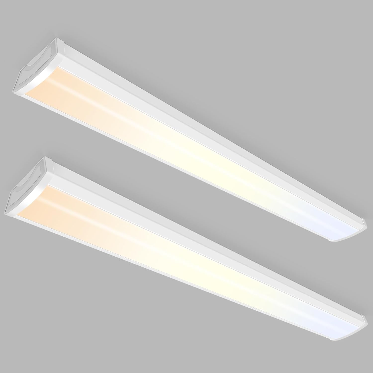 ALUSSO® 3CCT 3000K\/4000K\/5000K Adjustable LED Wraparound Light, 4FT 40W LED Shop Lights, Low-Profile Flush Mount Ceiling Light Fixture for Kitchen, Closet, Garage, Office, Hallway, 2Pack