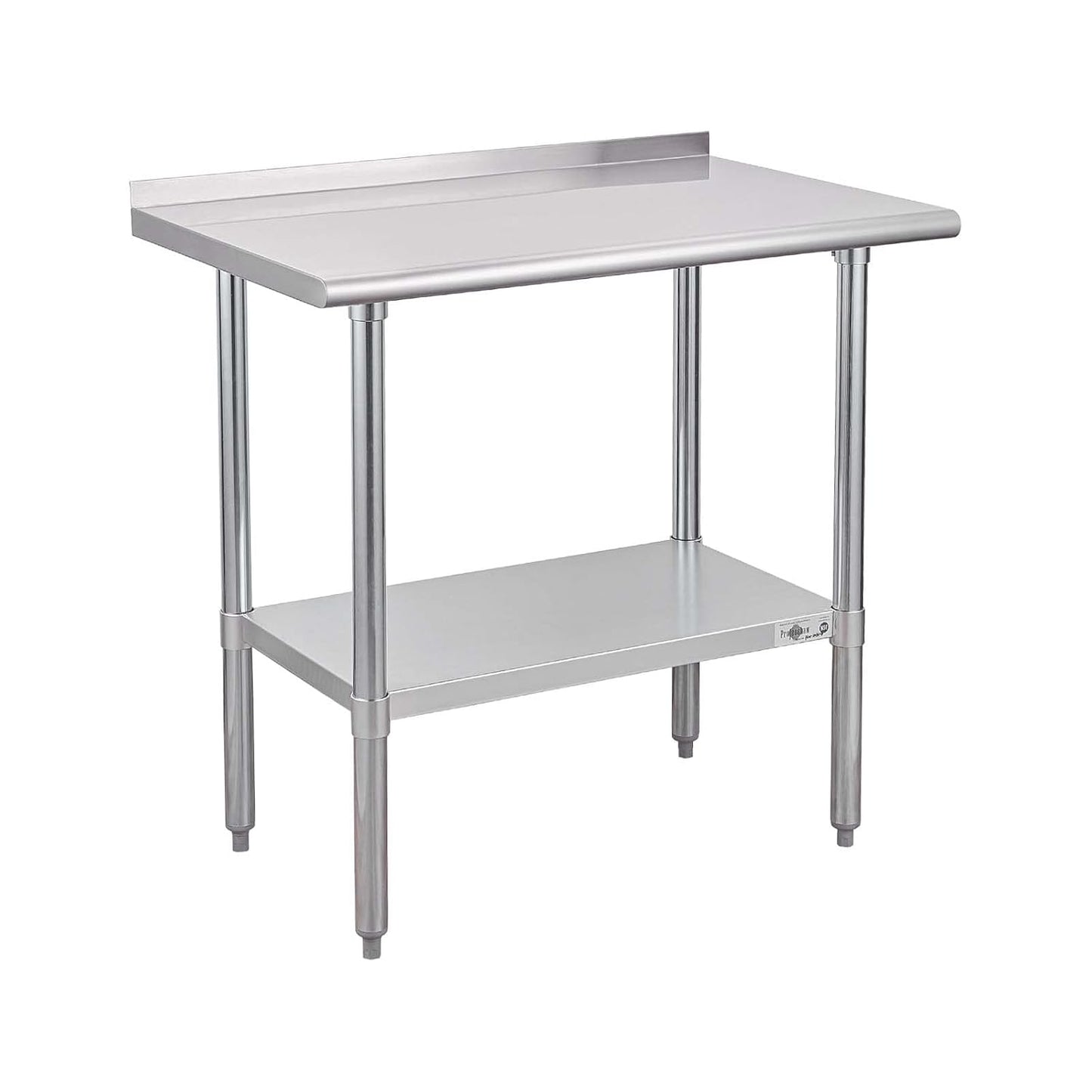Profeeshaw Stainless Steel Prep Table NSF Commercial Work Table with Backsplash and Undershelf for Kitchen Restaurant 36x24 Inch