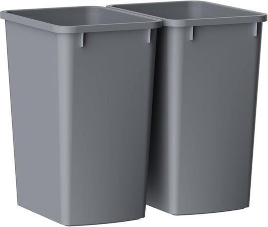 MODCART 35QT Kitchen Trash Can, Sturdy and Lightweight Trash Cans for Kitchen, Workspace, Bathroom, Office, Easy to Clean, 2 Pack, Gray
