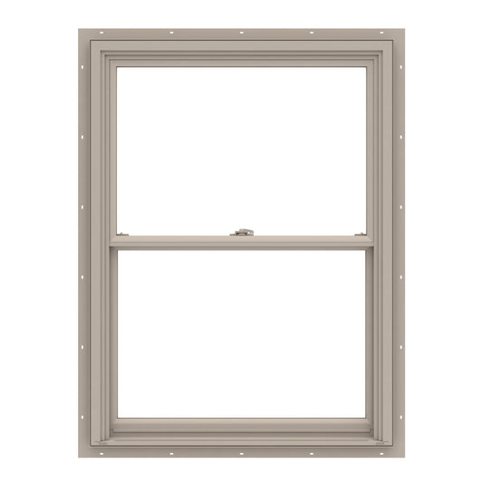 Pella 150 Series 27-1/2-in x 53-1/2-in Fossil Fossil Vinyl New construction Double Hung Window Low-E argon Double Pane Glass (Full Screen Included)