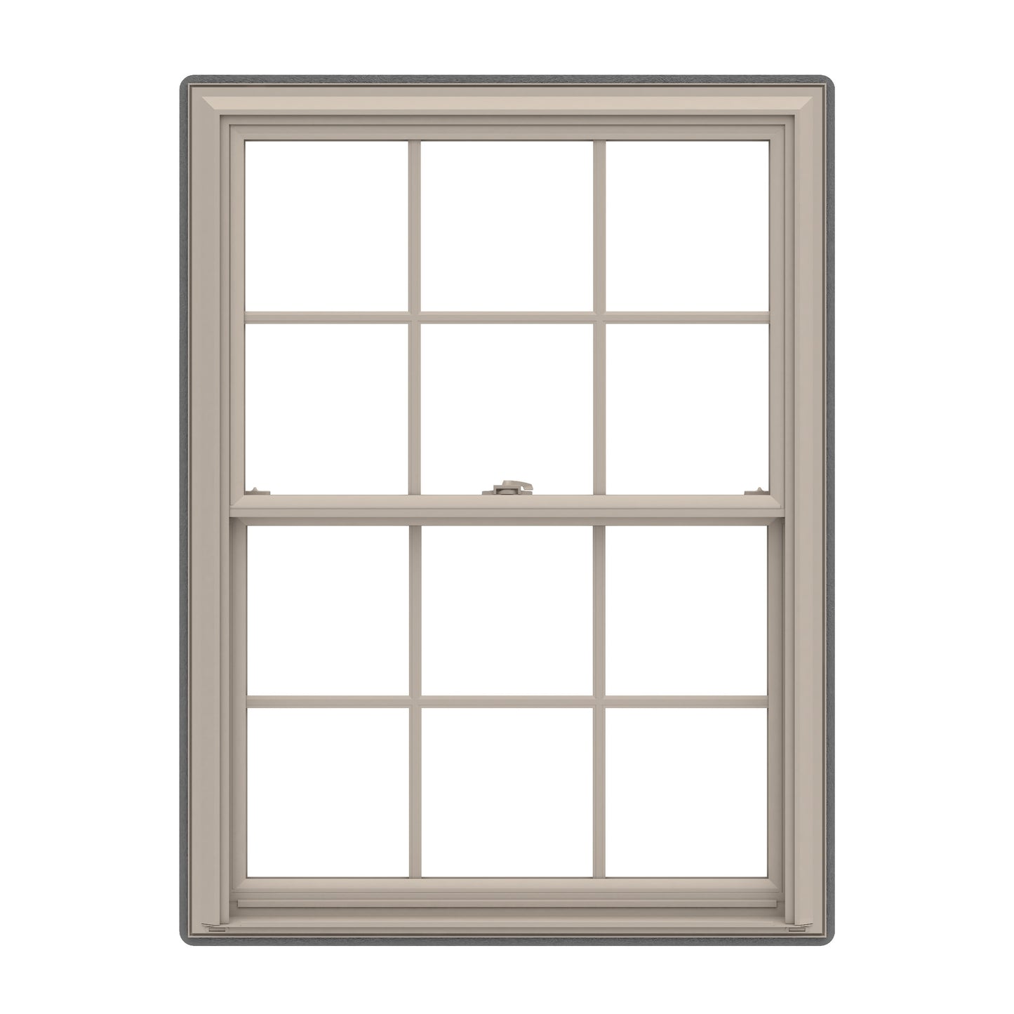 Pella 150 Series 23-1/2-in x 37-1/2-in Fossil Fossil Vinyl Replacement Double Hung Window Low-E argon Double Pane Glass with Grids (Full Screen Included)
